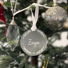Load image into Gallery viewer, Frosted Wreath Christmas Ornament - Personalised