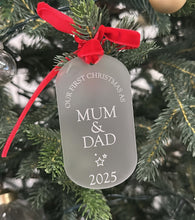 Load image into Gallery viewer, Our First Year as Parents Christmas Ornament - Frosted
