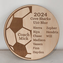 Load image into Gallery viewer, Soccer Coach Personalised Gift Plaque - Wooden