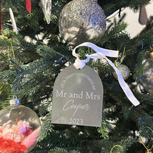 Load image into Gallery viewer, Our First Christmas as Mr and Mrs Christmas Ornament - Frosted