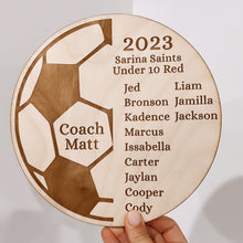 Load image into Gallery viewer, Soccer Coach Personalised Gift Plaque - Wooden