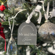 Load image into Gallery viewer, Our First Christmas as Mr and Mrs Christmas Ornament - Frosted