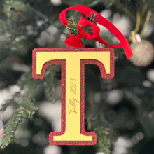 Load image into Gallery viewer, Glitter Letter Christmas Ornament - Personalised