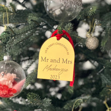 Load image into Gallery viewer, Our First Christmas as Mr and Mrs Christmas Ornament - Mirrored
