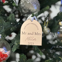 Load image into Gallery viewer, Our First Christmas as Mr and Mrs Christmas Ornament - Mirrored