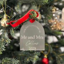 Load image into Gallery viewer, Our First Christmas as Mr and Mrs Christmas Ornament - Frosted