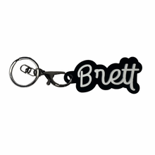 Load image into Gallery viewer, black white personalised keyring name