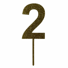 Load image into Gallery viewer, gold glitter number cake topper