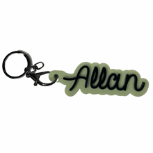 Load image into Gallery viewer, green black personalised keyring name