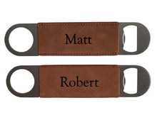 Load image into Gallery viewer, personalised leather engraved bottle openers