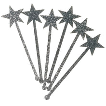 Load image into Gallery viewer, silver glitter star cocktail stirrer