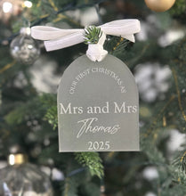 Load image into Gallery viewer, Our First Christmas as Mr and Mrs Christmas Ornament - Frosted
