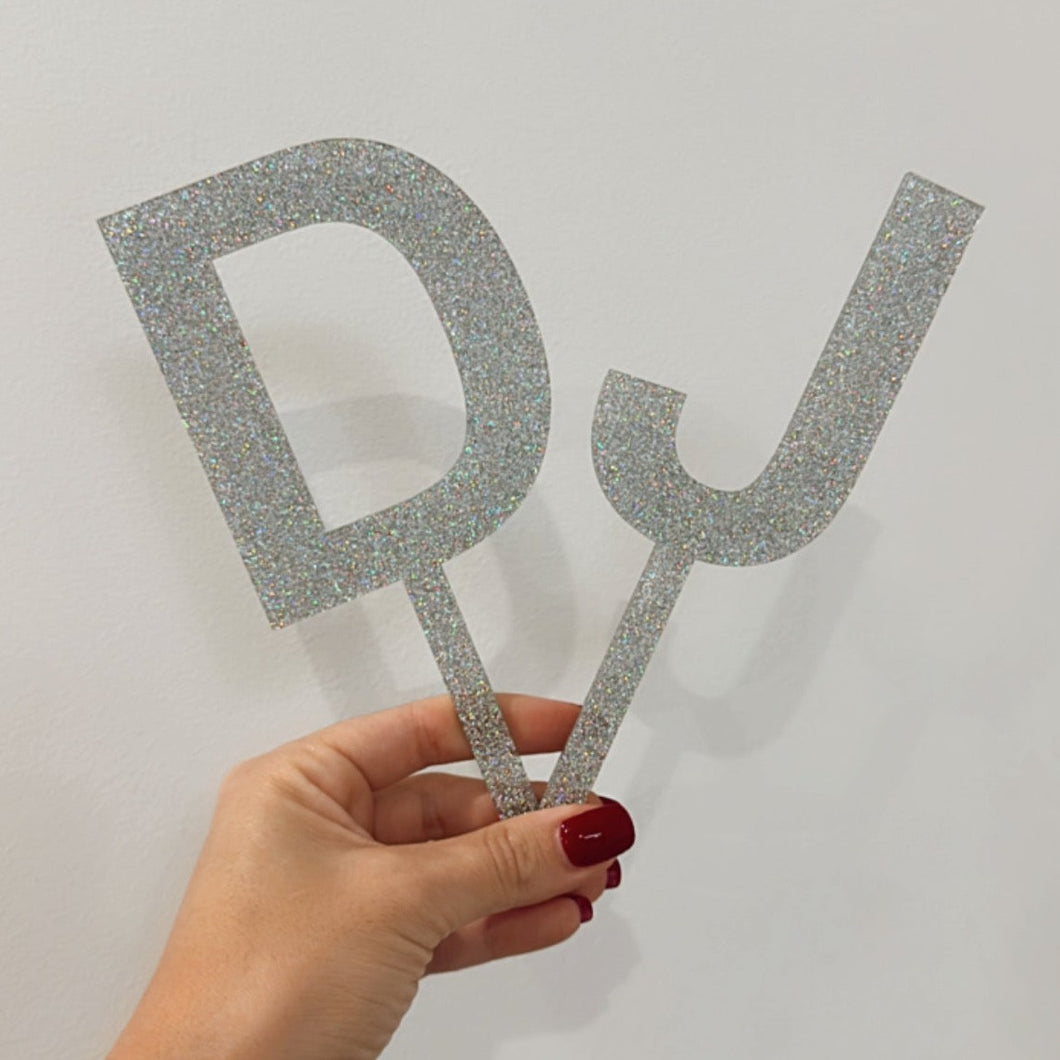 Glitter Letter Cake Topper - Custom