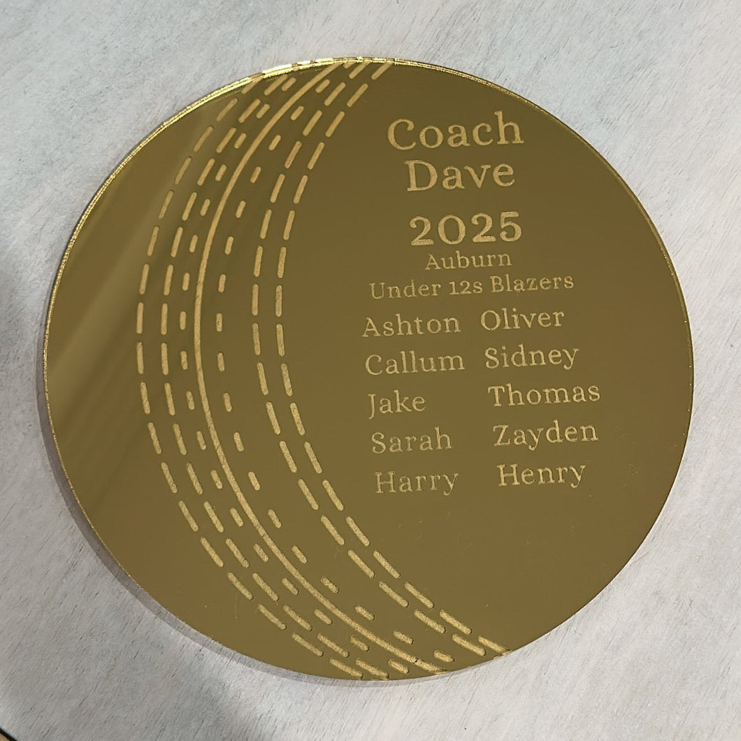 Cricket Coach Personalised Gift Plaque - Acrylic