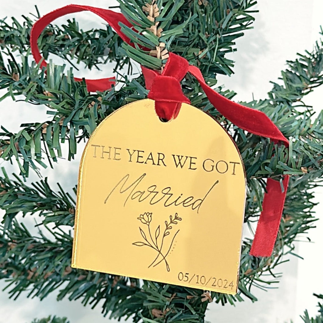 The Year we Got Married Christmas Ornament - Mirrored