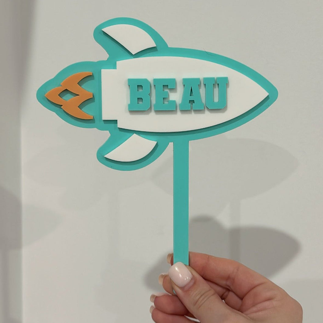 Rocket Ship Cake Topper - Personalised