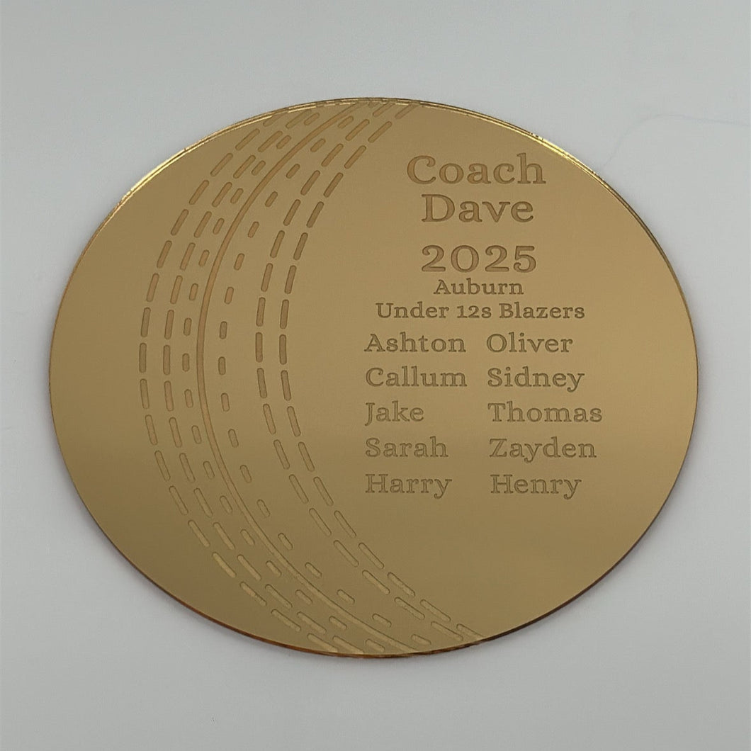 Cricket Coach Personalised Gift Plaque - Acrylic