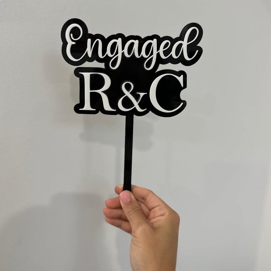 Engagement Cake Topper with Initials