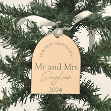 Load image into Gallery viewer, Our First Christmas as Mr and Mrs Christmas Ornament - Mirrored
