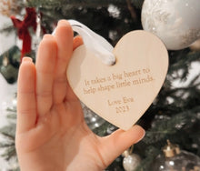 Load image into Gallery viewer, Teacher Christmas Ornament - Heart
