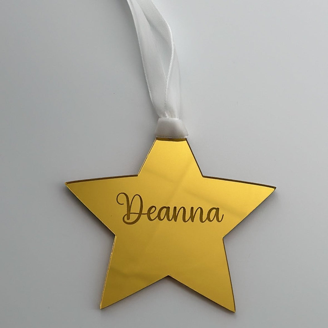 Engraved Star Christmas Ornament- Personalised