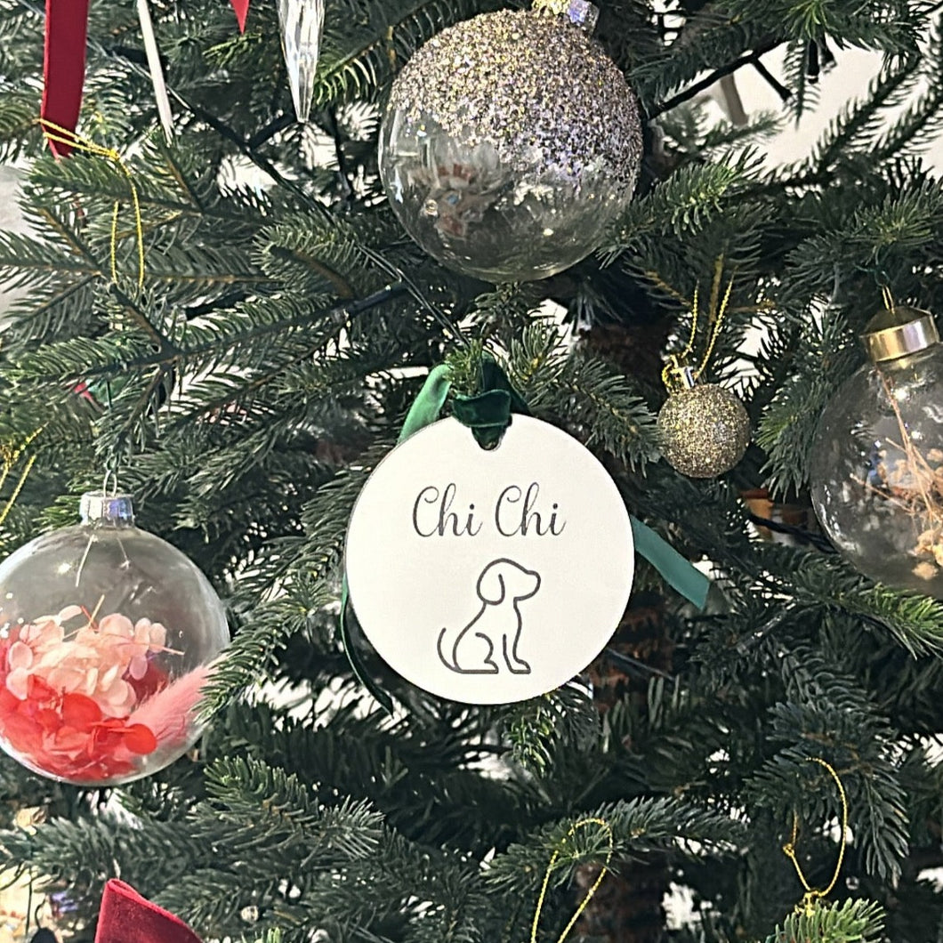 Pet Christmas Tree Ornament - Puppy Outline Mirrored