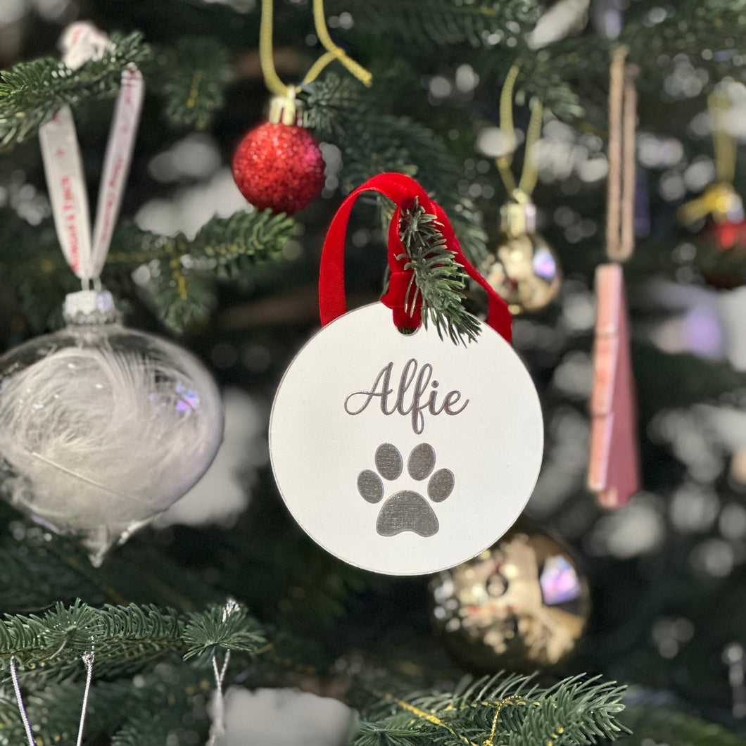 Pet Christmas Tree Ornament - Paw Print Mirrored