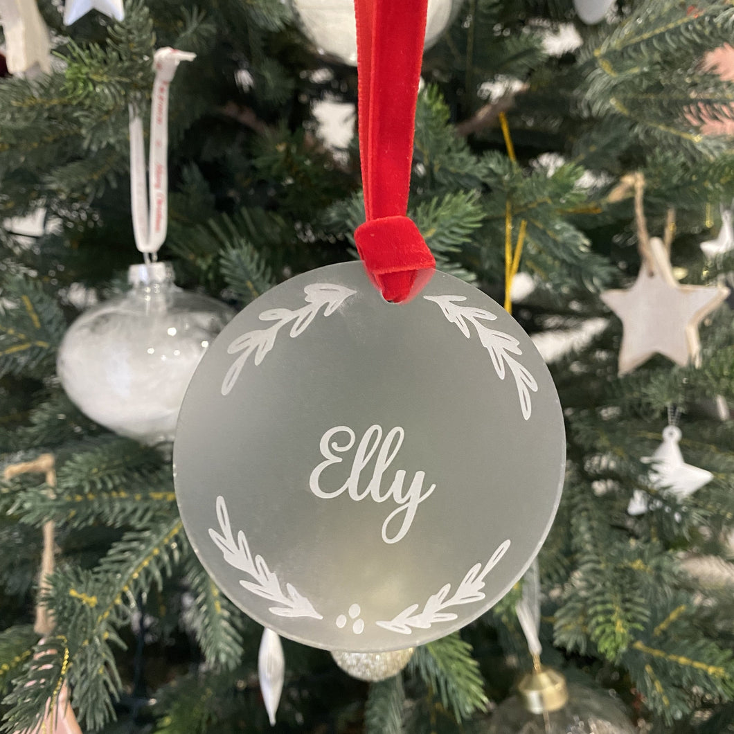 personalised wreath christmas ornament