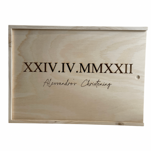 Wooden baby personalised memento box