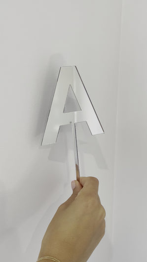 silver mirrored cake topper letter