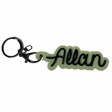 Load image into Gallery viewer, green black personalised keyring name
