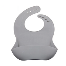 Load image into Gallery viewer, grey neutral baby silicone bib
