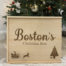 Load image into Gallery viewer, personalised baby christmas box engraved wooden
