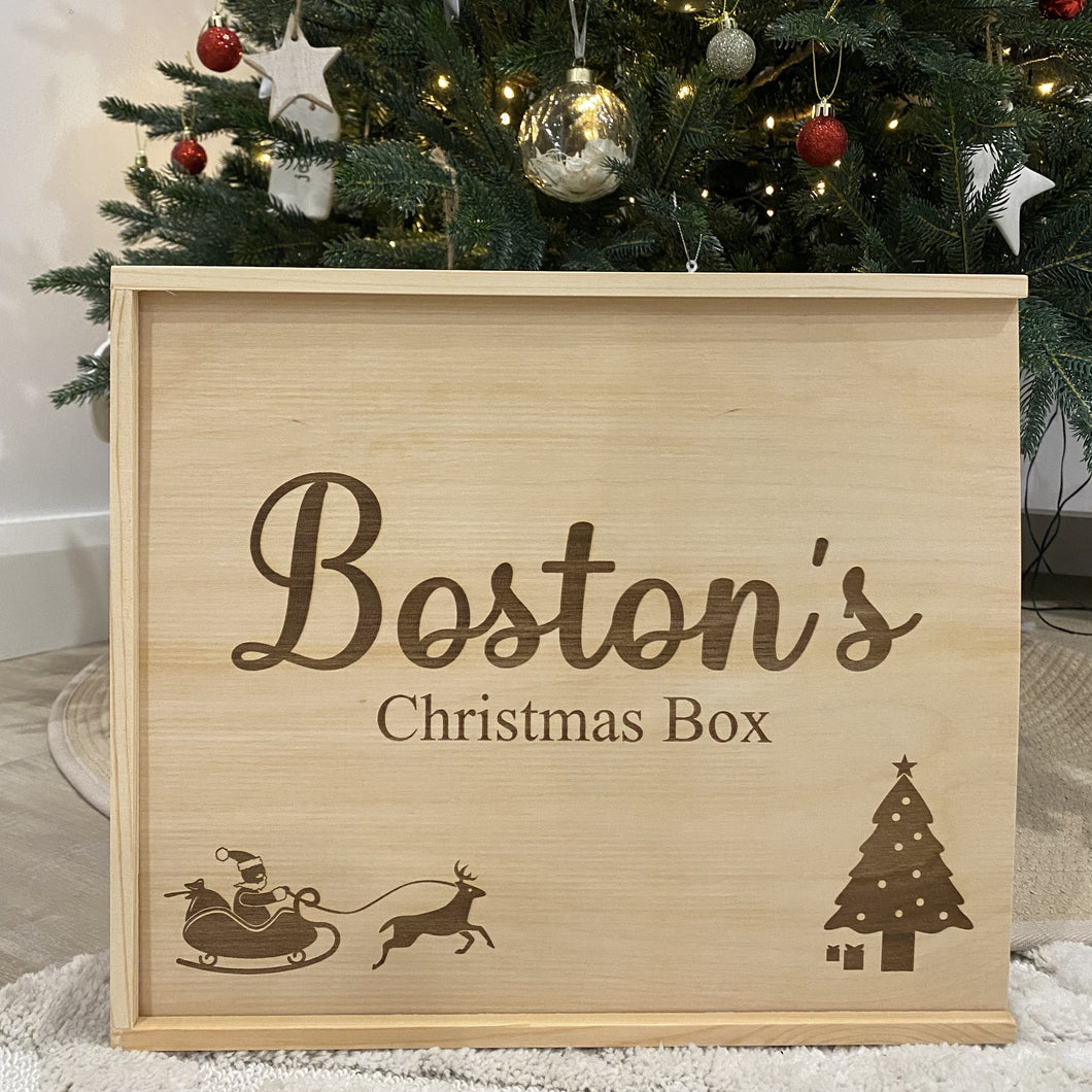 personalised baby christmas box engraved wooden
