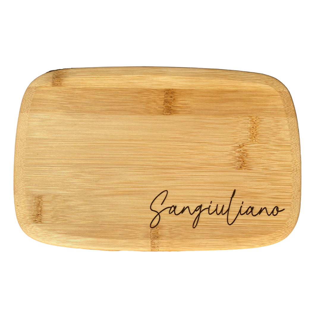 personalised cheese board name custom bamboo engraved