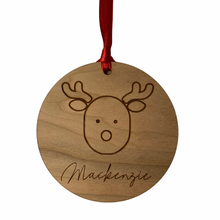 Load image into Gallery viewer, personalised reindeer children&#39;s Christmas ornament
