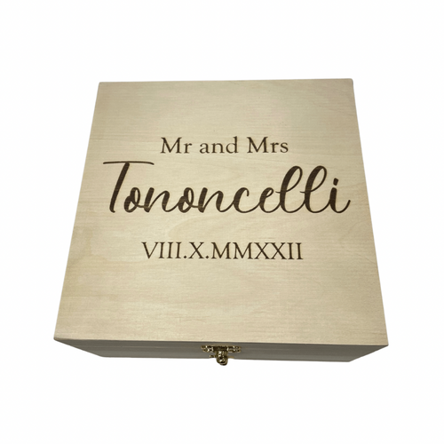 Personalised wooden wedding memory box