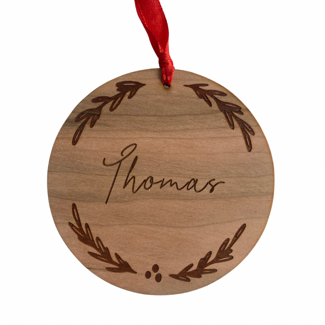 personalised wreath custom wooden Christmas decoration