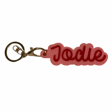 Load image into Gallery viewer, pink red personalised keyring name
