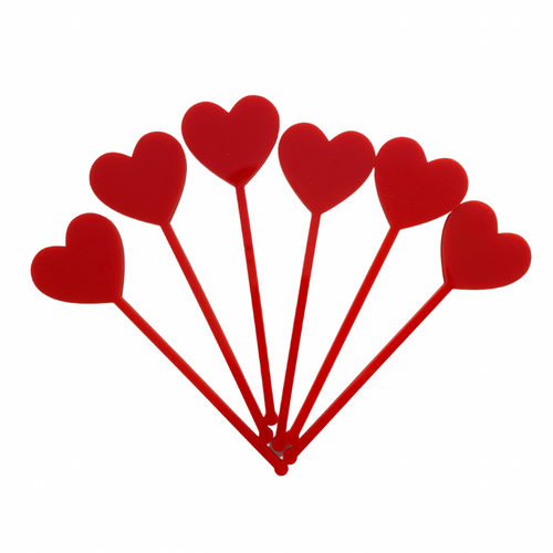 red love heart drink stirrers valentines day party