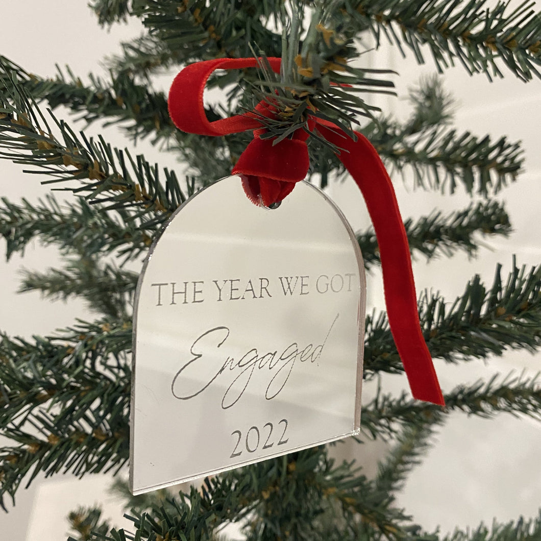 silver first year engaged Christmas decoration