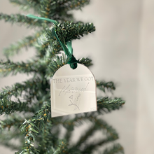 Load image into Gallery viewer, silver personalised first year married christmas ornament

