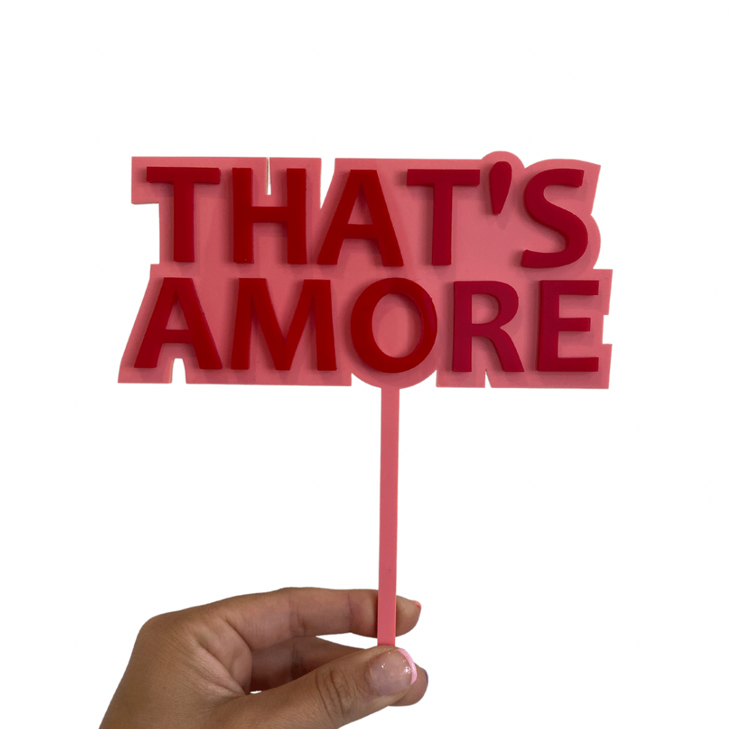 that's amore love cake topper pink red cute