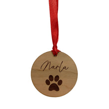 Load image into Gallery viewer, Wooden cat paw print Christmas decoration
